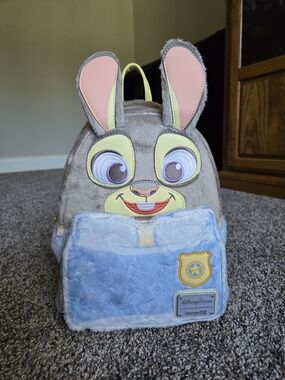 Disney Judy Hops Plush Bunny Backpack in Gray, Pink & Blue